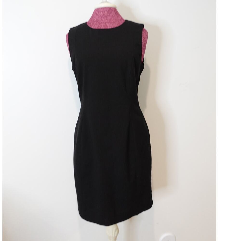 H & M Black Sleeveless Work Dress size 12 lined back zipper